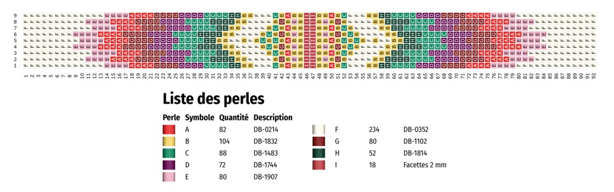 Schema  Miyuki Delica 11/0 red pink and green loom bracelet