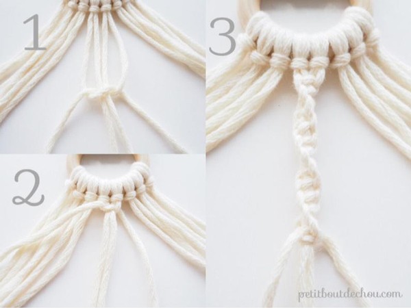 DIY hanging mirror with macramé and wooden beads : Step 4 DIY hanging mirror with macramé and wooden beads : Step 4