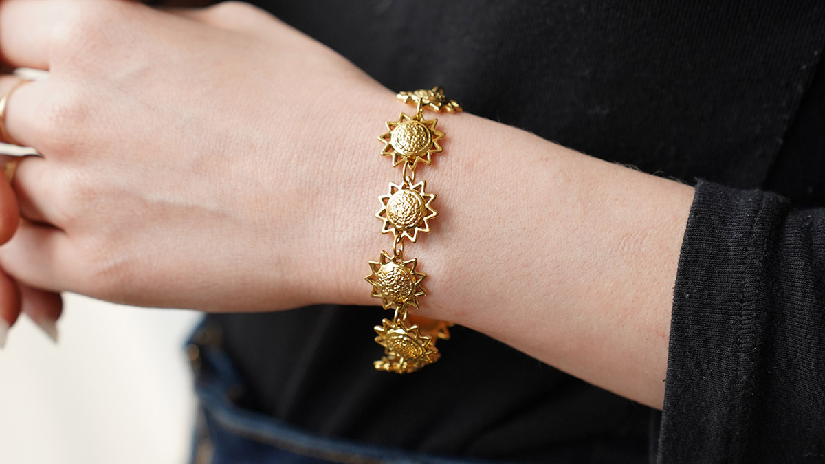 Sun bracelet in gold-plated stainless steel