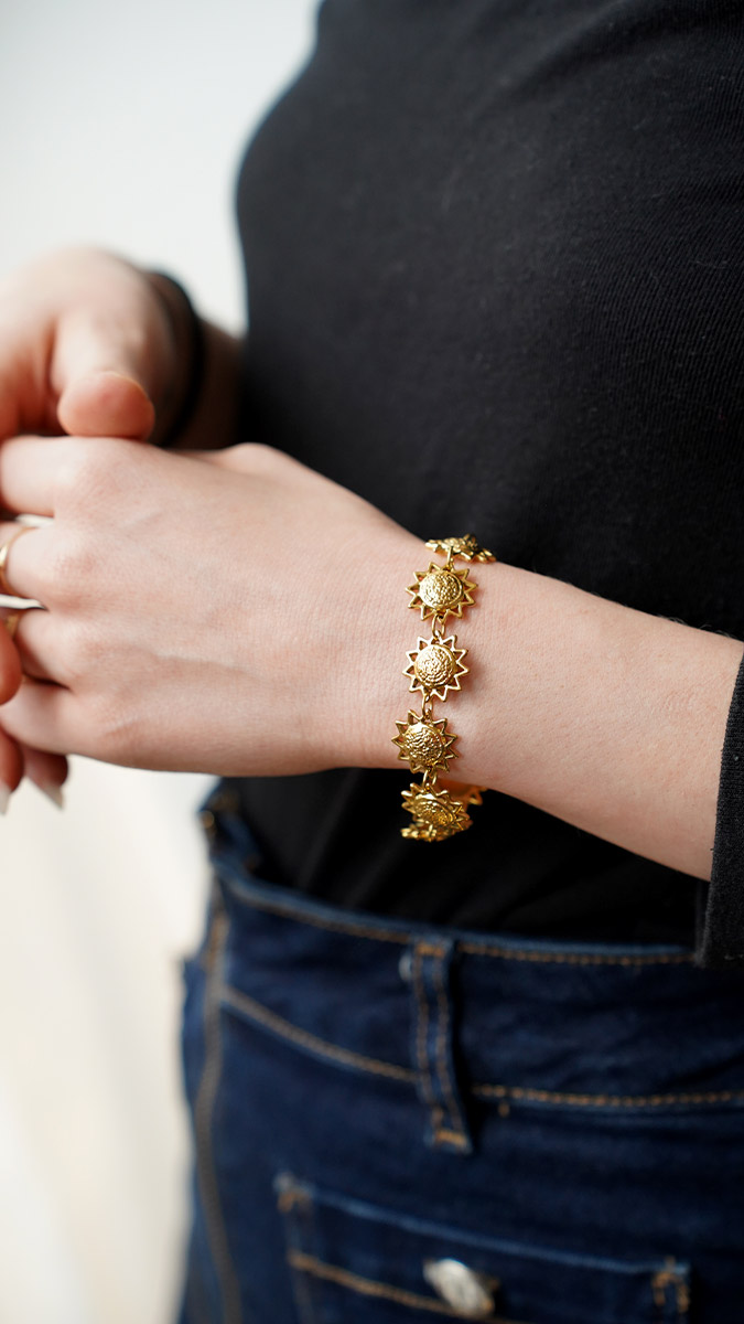 Schema  Sun bracelet in gold-plated stainless steel