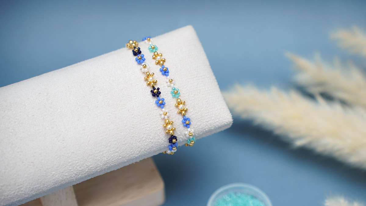 Schema  Seed beads flowers bracelet DIY Mother's Day gift matchy matchy