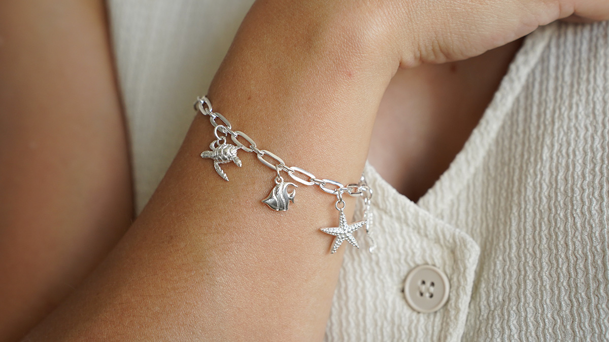 925 Sterling Silver Marine Charms Bracelet