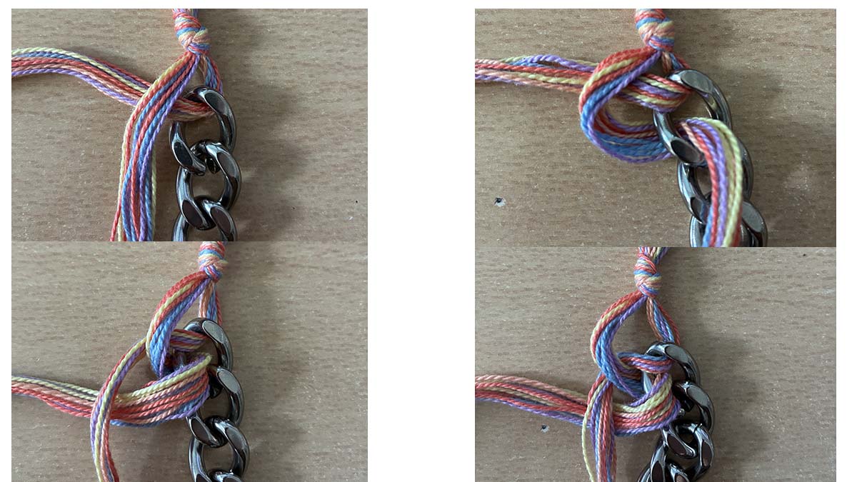 Bracelet in stainless steel and braided pastel cotton thread : Step 2 Bracelet in stainless steel and braided pastel cotton thread : Step 2