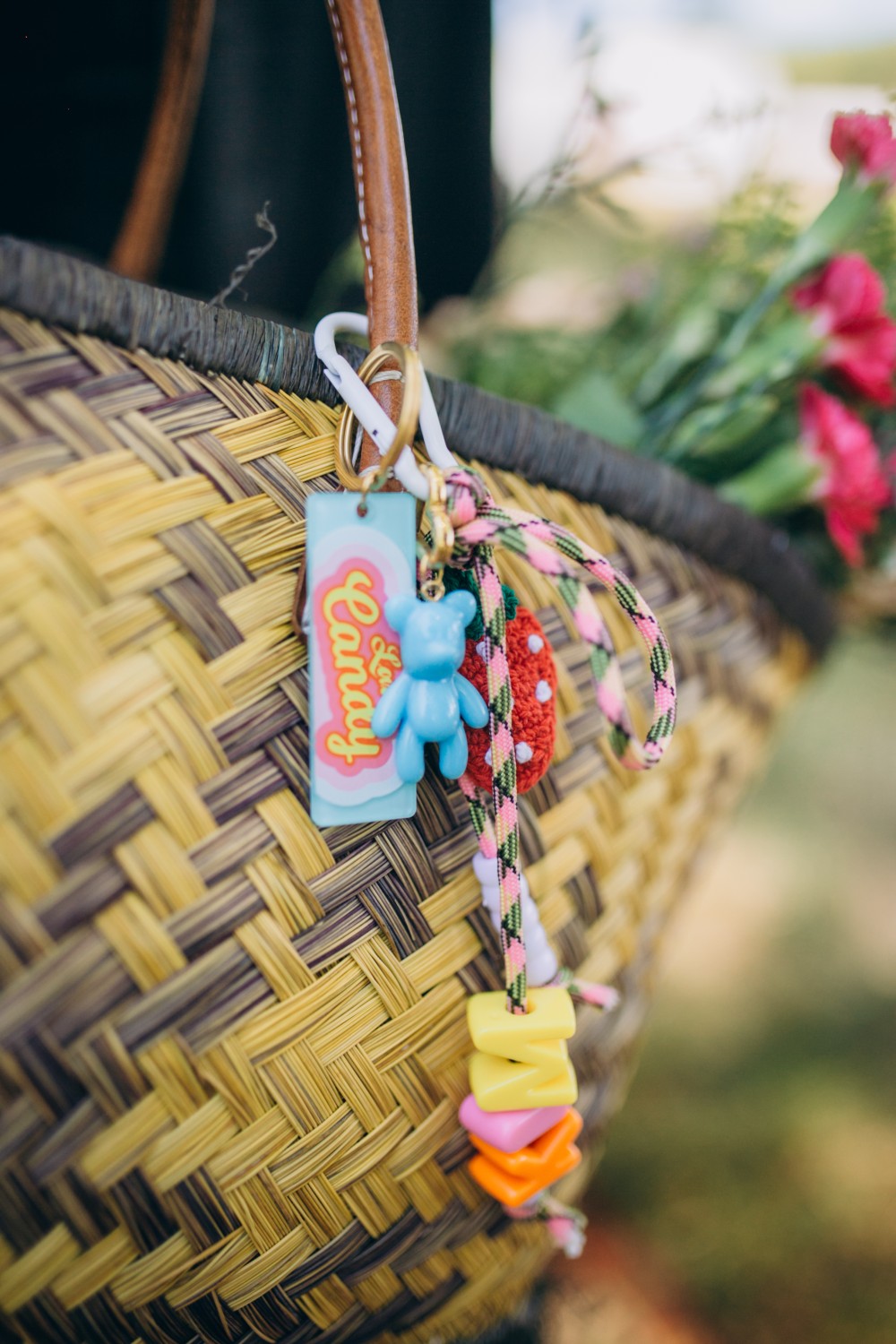 Colorful bag grigri with letter beads