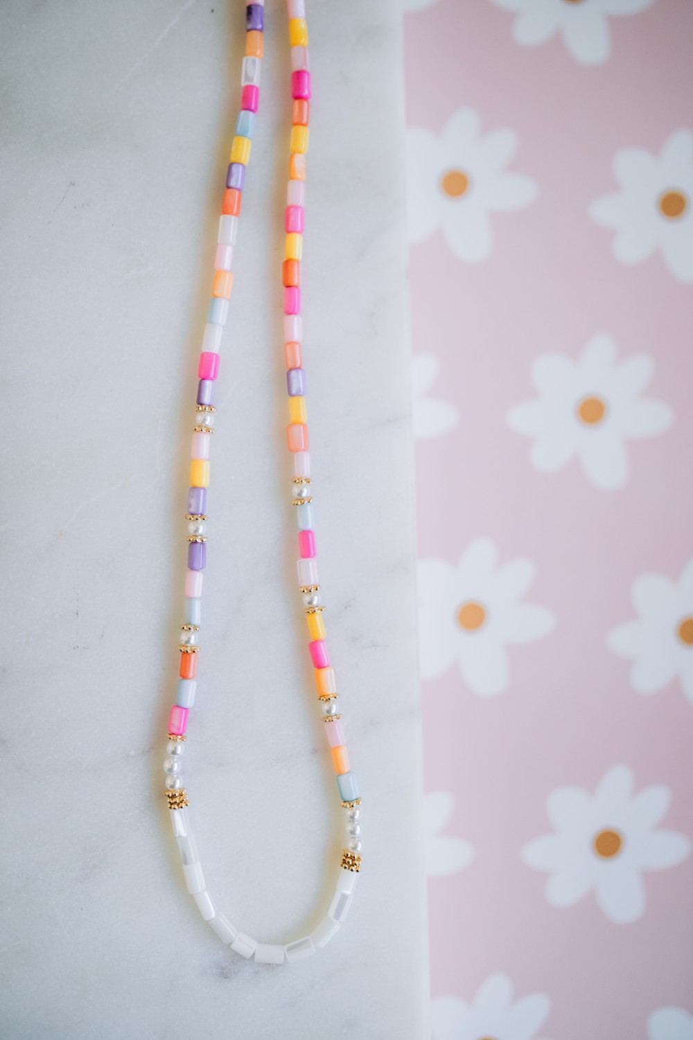 Schema  Necklace with pastel mother-of-pearl beads
