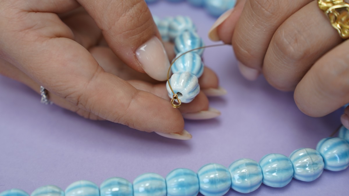 Ceramic bead necklace with glass pendant : Step 6 Ceramic bead necklace with glass pendant : Step 6