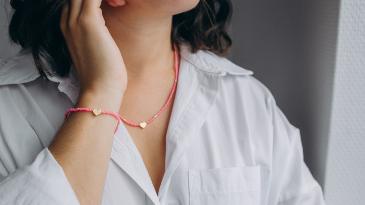 Schema Miyuki pink beads necklace and bracelet set Schema Miyuki pink beads necklace and bracelet set
