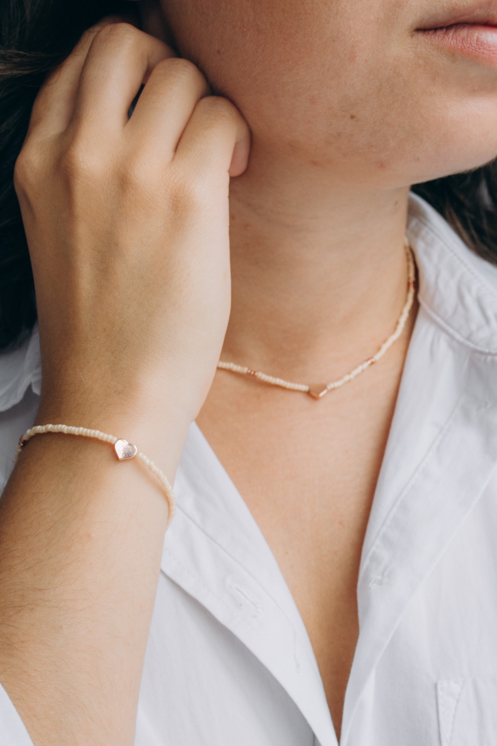 Schema Miyuki pink beads necklace and bracelet set Schema Miyuki pink beads necklace and bracelet set