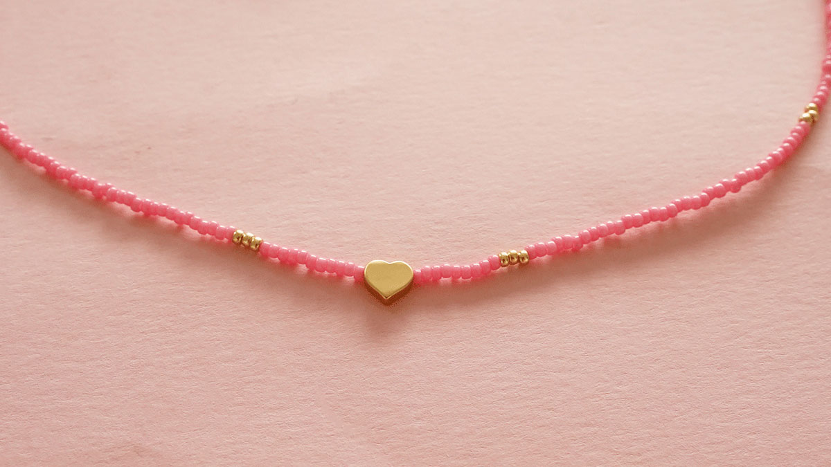 Miyuki pink beads necklace and bracelet set : Step 4 Miyuki pink beads necklace and bracelet set : Step 4
