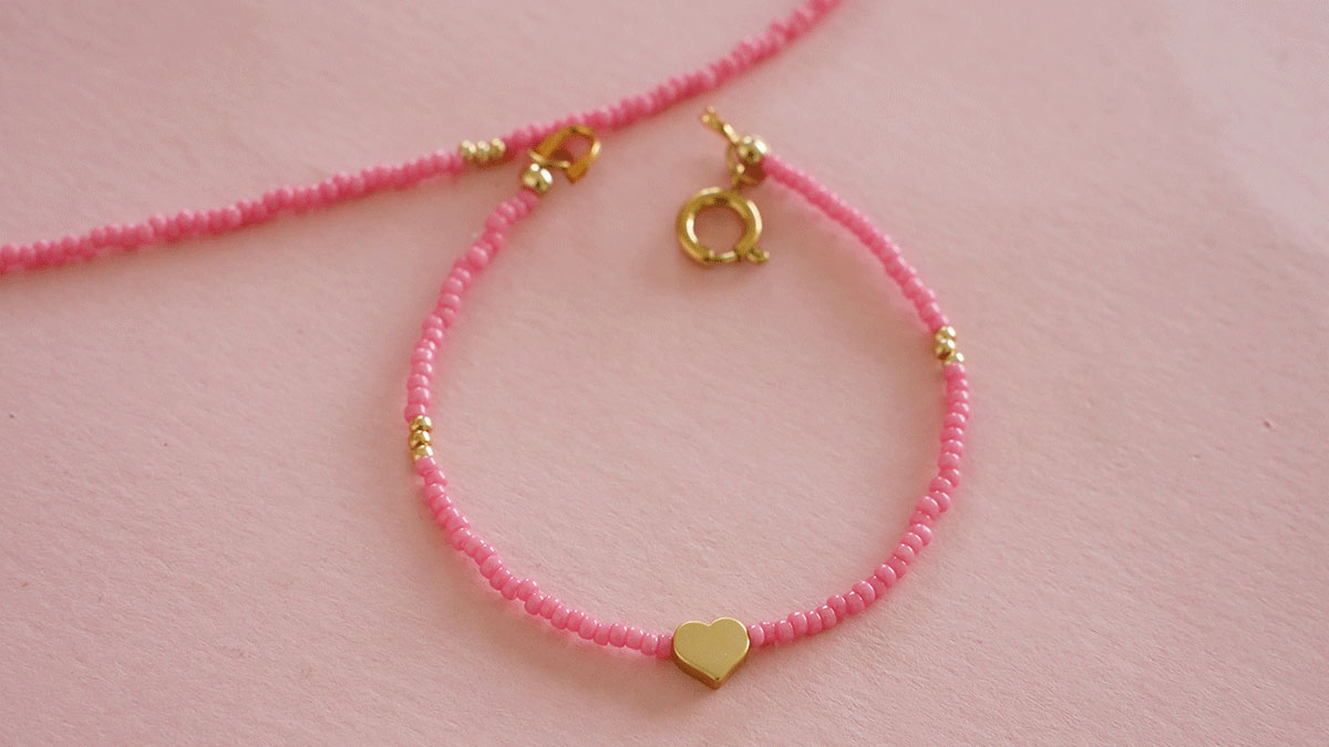 Miyuki pink beads necklace and bracelet set : Step 6 Miyuki pink beads necklace and bracelet set : Step 6