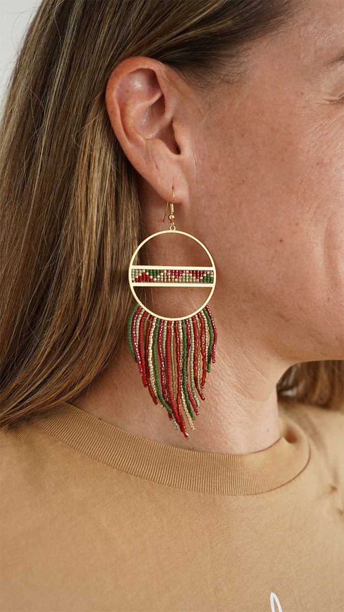 Miyuki Delica beaded fringe earrings