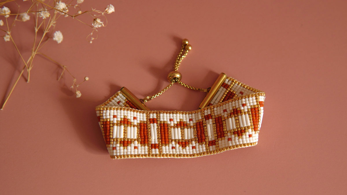 Schema Miyuki loom bracelet in Bugles and Delica Schema Miyuki loom bracelet in Bugles and Delica