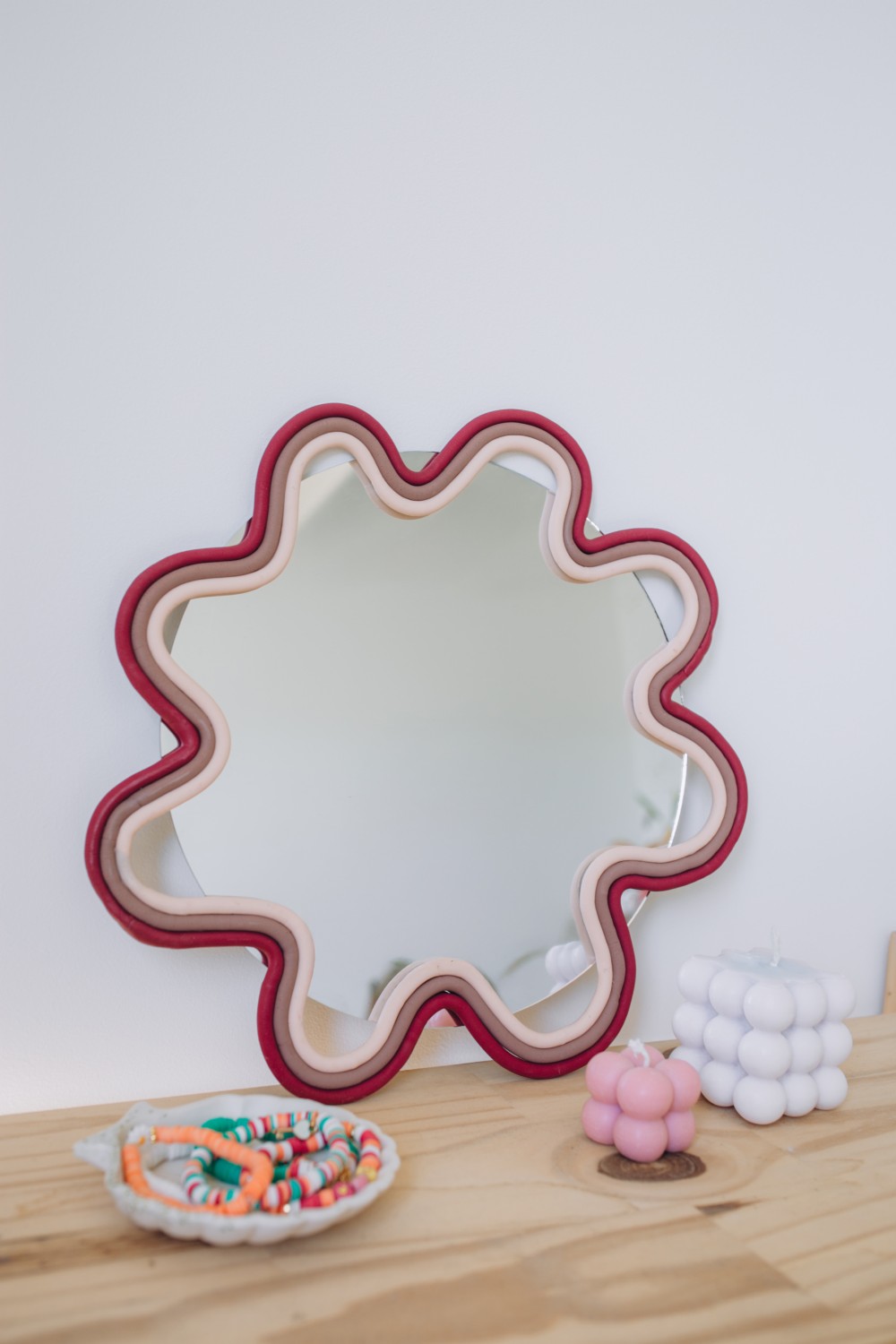 Decorated mirror in Cernit polymer clay