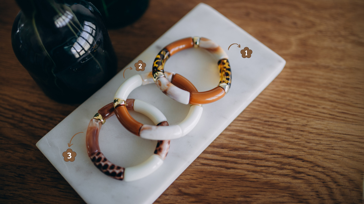 Elastic bracelets with autumn tube beads : Step 4 Elastic bracelets with autumn tube beads : Step 4