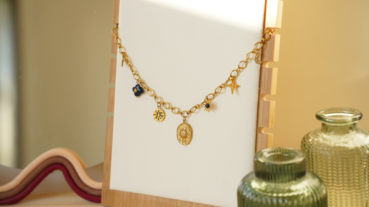 Mes bijoux DIY - Jewelry Kit Necklace charms Astres in Stainless Steel Gilded