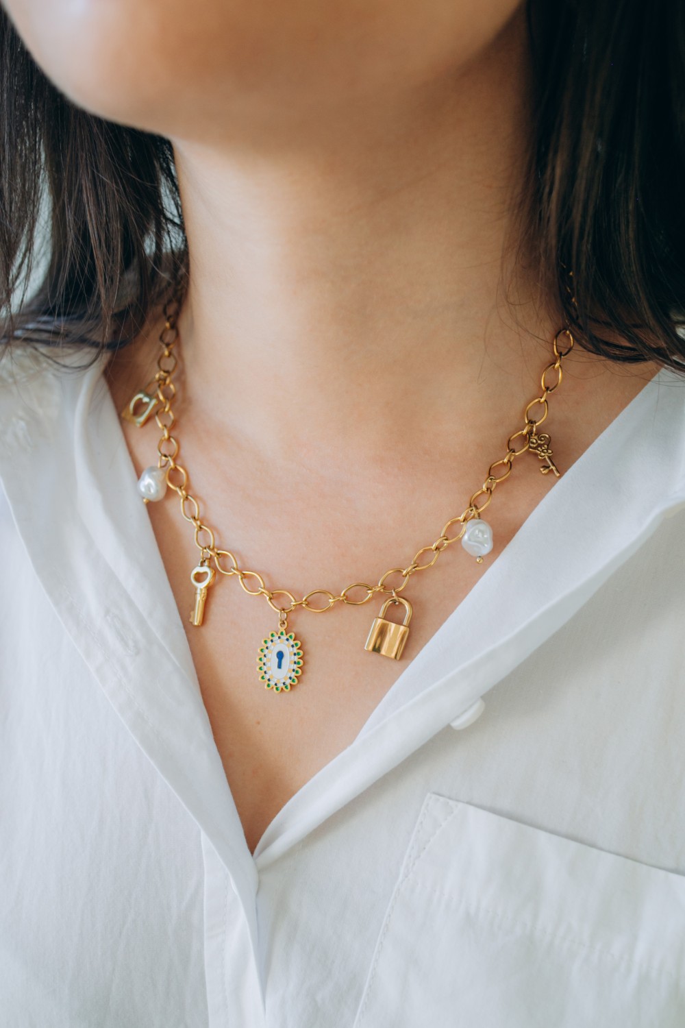 Schema Mes bijoux DIY - Jewelry Kit Necklace charms Keys in Stainless Steel Gilded Schema Mes bijoux DIY - Jewelry Kit Necklace charms Keys in Stainless Steel Gilded