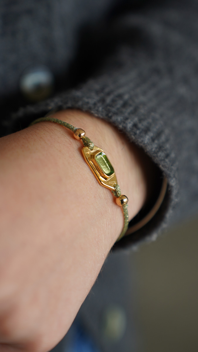 Green cord and spacer bracelet