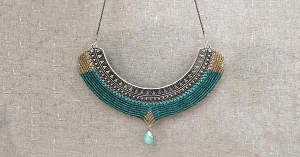 Micro macramé necklace with torque spacer and PureCrystal pear cabochon