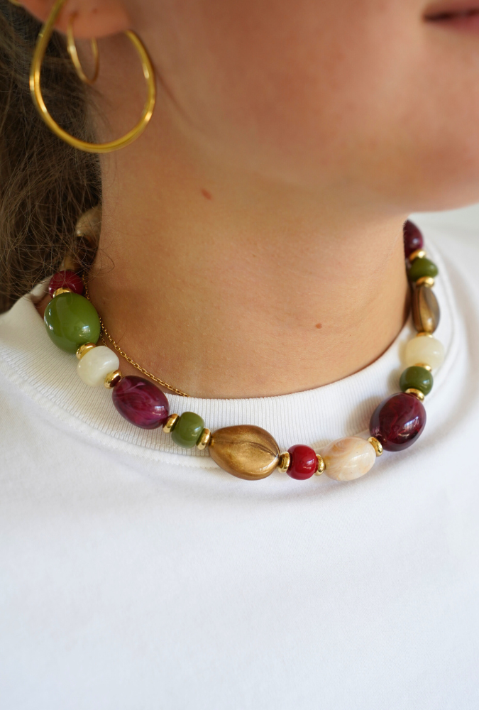 Colorful resin beads necklace