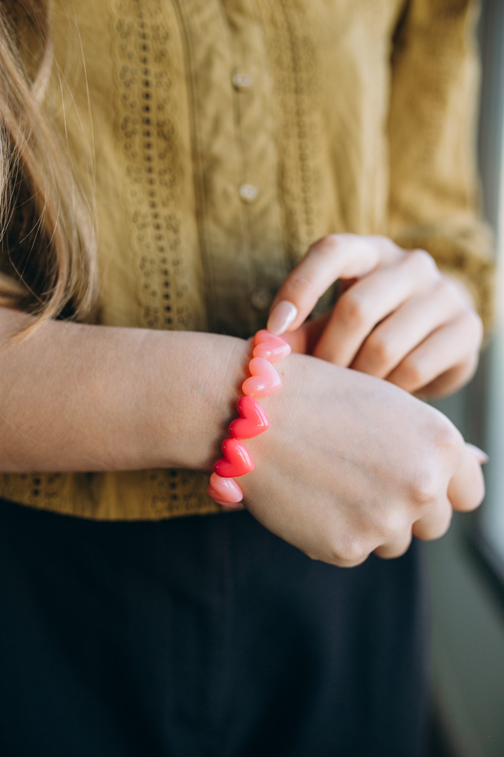 Resin heart beads necklace