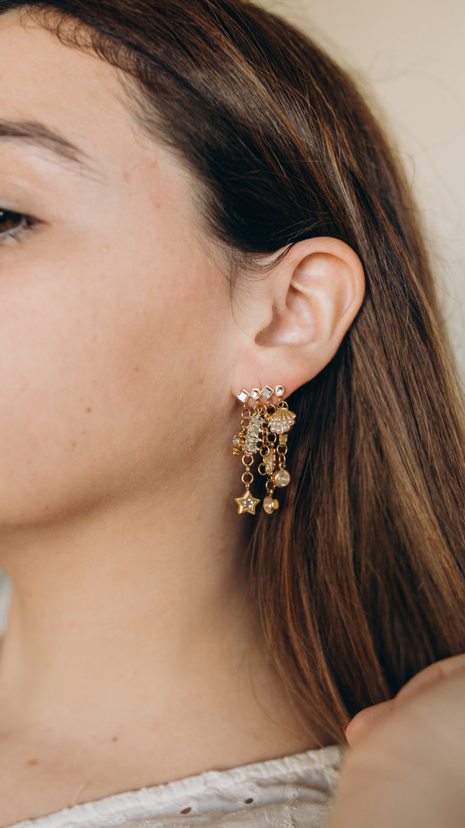 Stainless steel charms dangling earrings