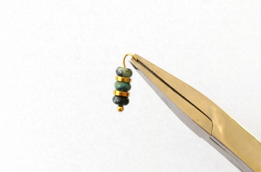 Stainless steel earrings and natural stone charms : Step 1