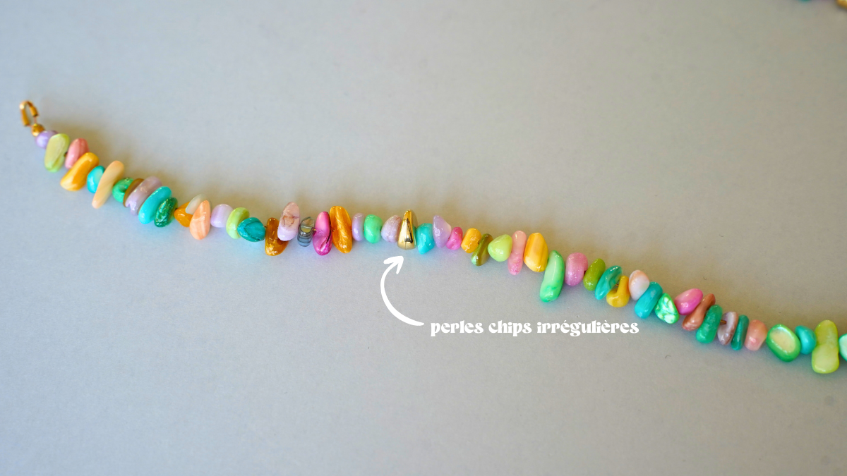 Multicolored pearl necklace and stainless steel pendant : Step 3