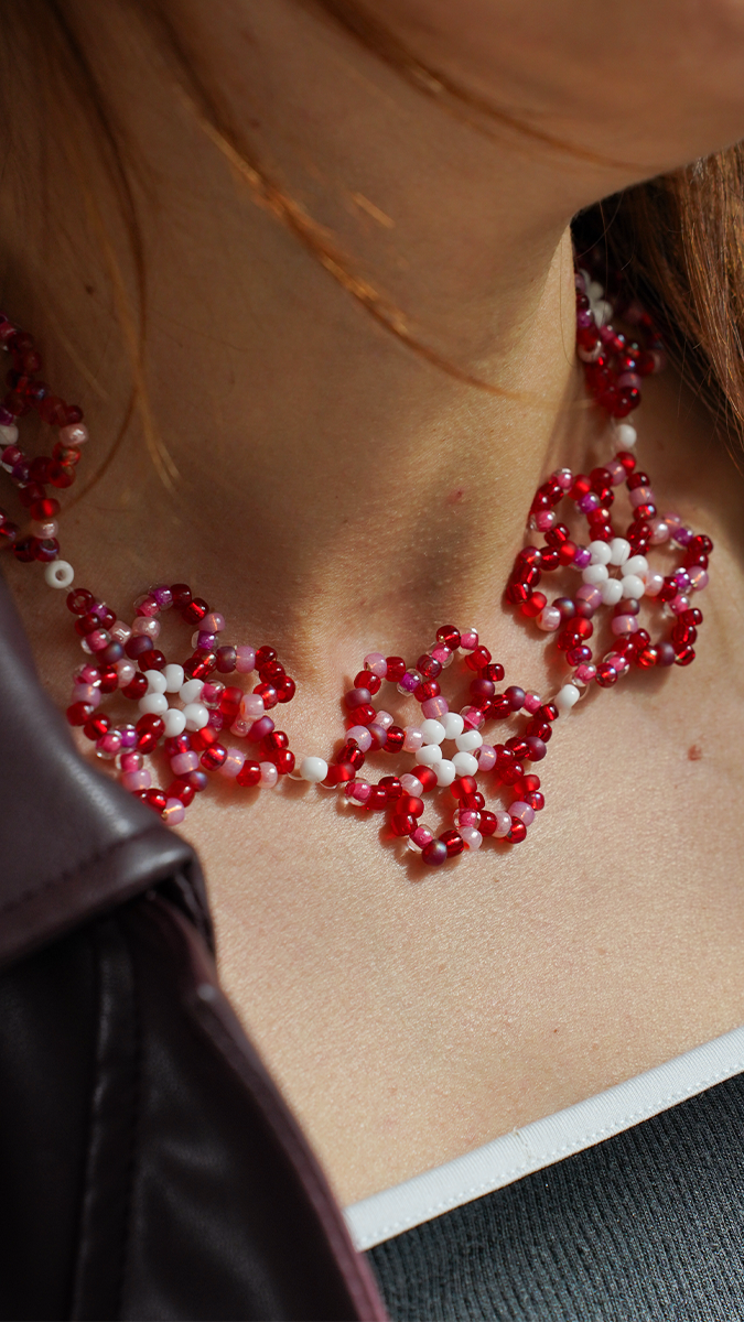 Miyuki 6/0 seed bead flower necklace
