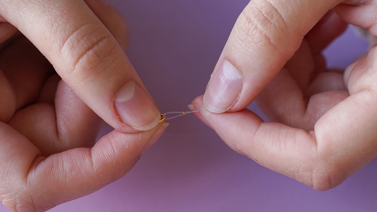 Bracelet with colored seed beads and freshwater pearls : Step 1 Bracelet with colored seed beads and freshwater pearls : Step 1
