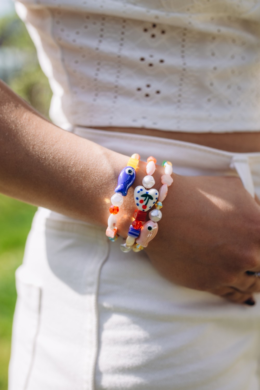 Schema  DIY: Trio of colorful ceramic beaded bracelets, Millefiori and Preciosa