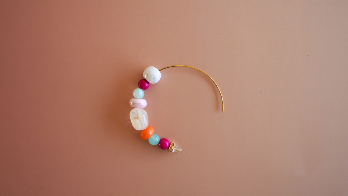 Earrings with mix of colored pearls : Step 5 Earrings with mix of colored pearls : Step 5