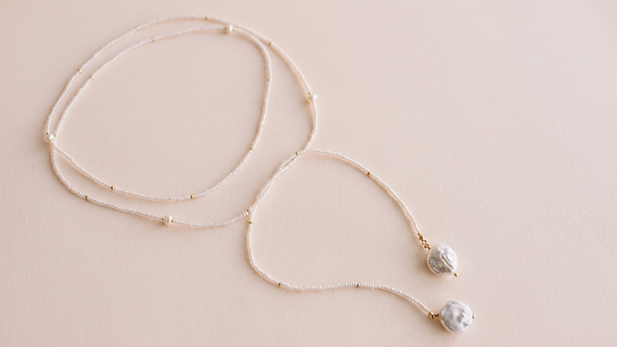 Schema  Miyuki pearl &amp; freshwater pearl long necklace