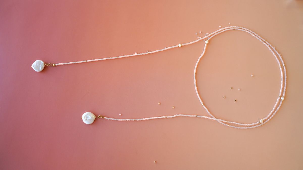 Miyuki pearl &amp; freshwater pearl long necklace : Step 4