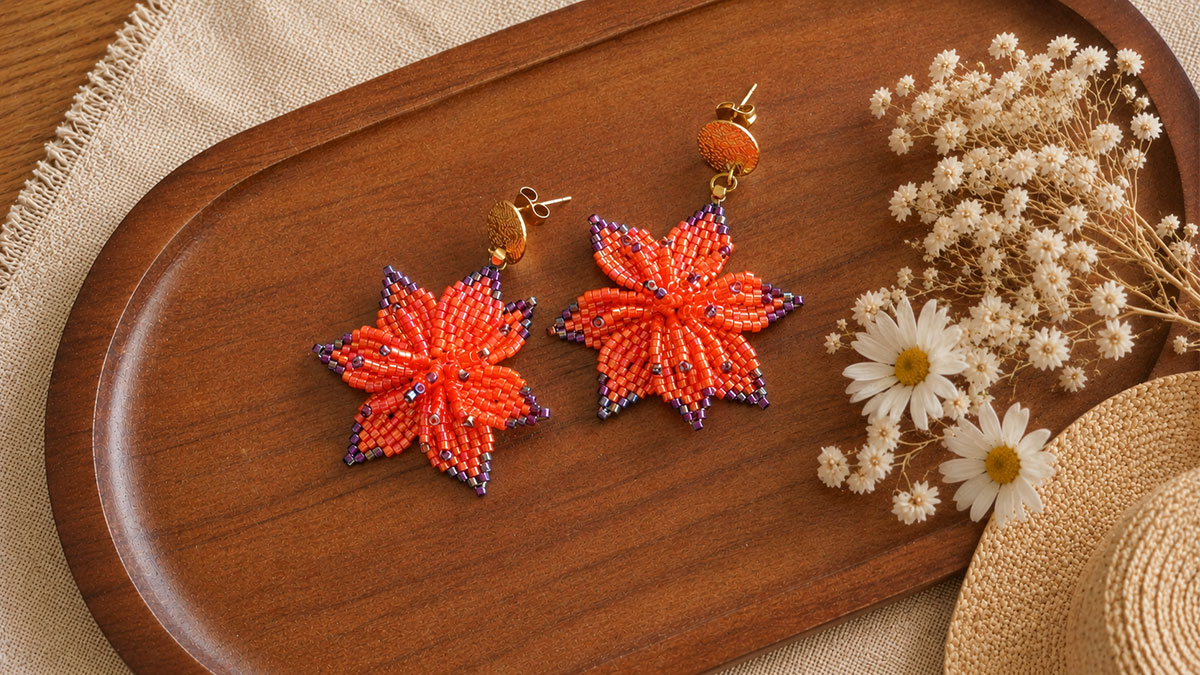 Woven 7-petal flower earrings Woven 7-petal flower earrings