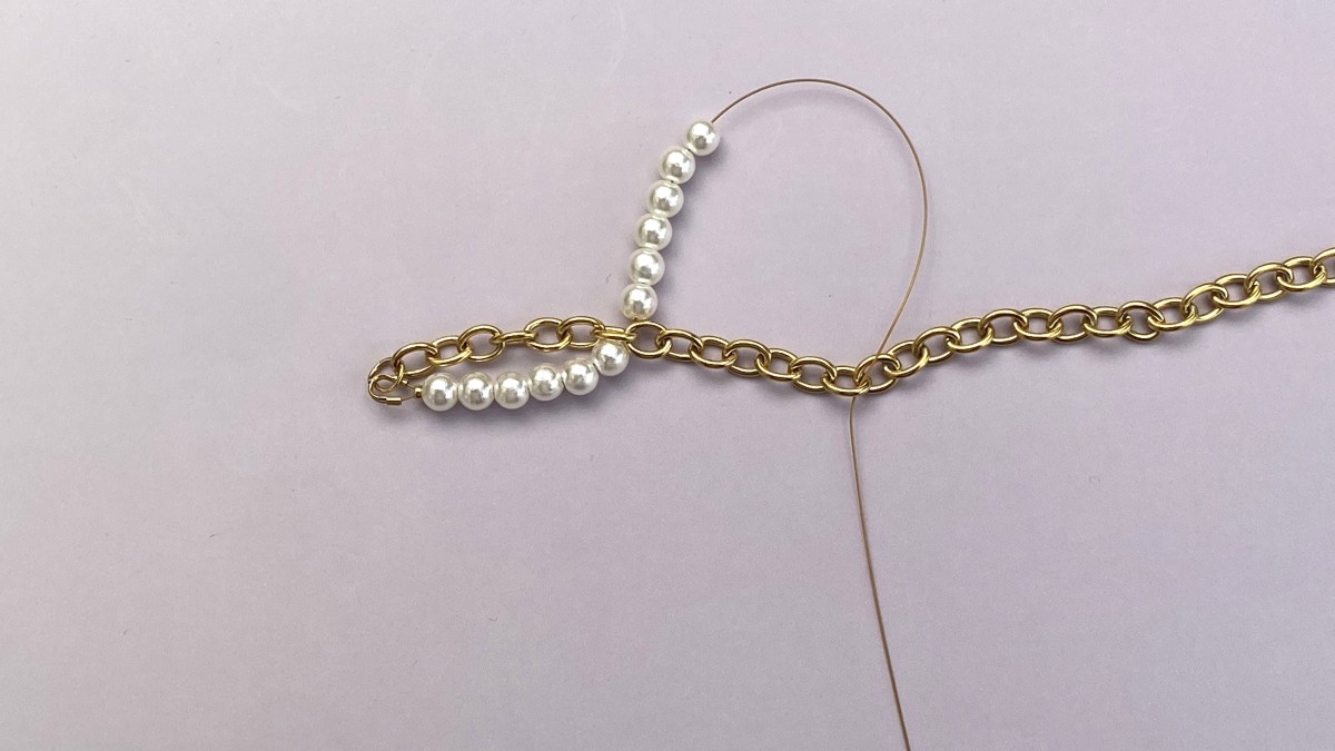 Stainless steel necklace with imitation pearls and ceramic beads : Step 5 Stainless steel necklace with imitation pearls and ceramic beads : Step 5