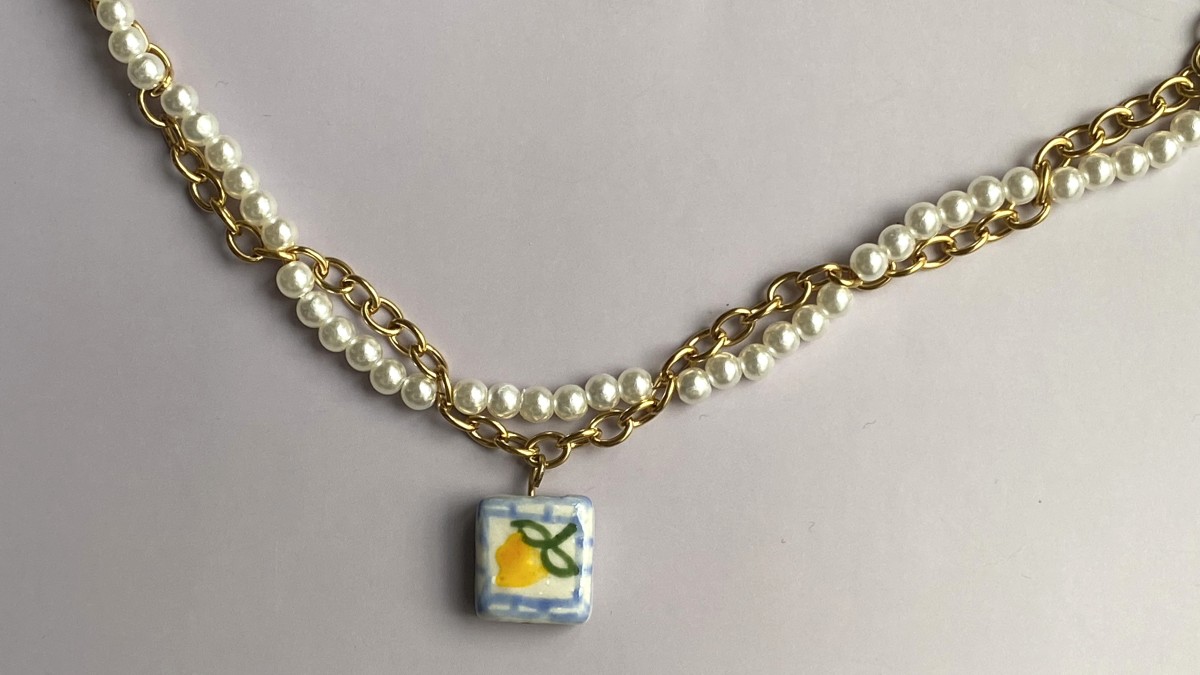 Stainless steel necklace with imitation pearls and ceramic beads : Step 19 Stainless steel necklace with imitation pearls and ceramic beads : Step 19