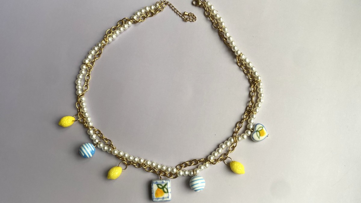 Stainless steel necklace with imitation pearls and ceramic beads : Step 20 Stainless steel necklace with imitation pearls and ceramic beads : Step 20