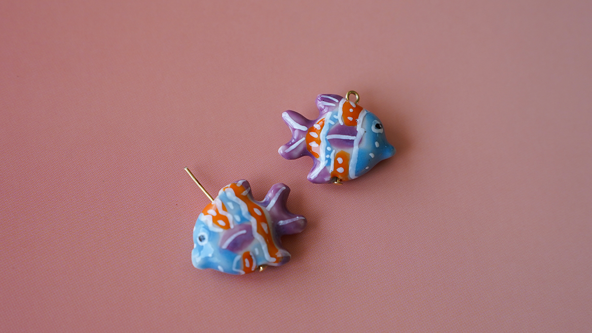 Starfish and fish pendant earrings : Step 1