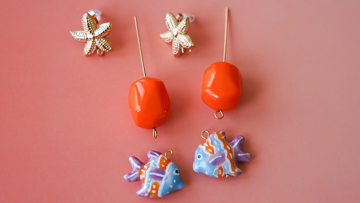 Starfish and fish pendant earrings : Step 2