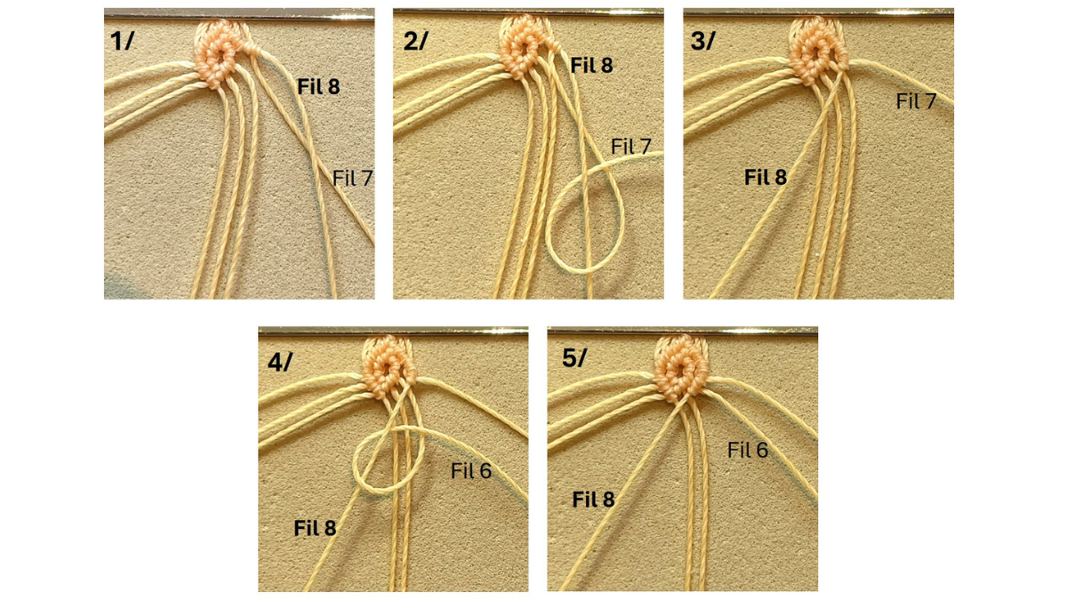 Micro-macramé bracelet with charms : Step 10 Micro-macramé bracelet with charms : Step 10
