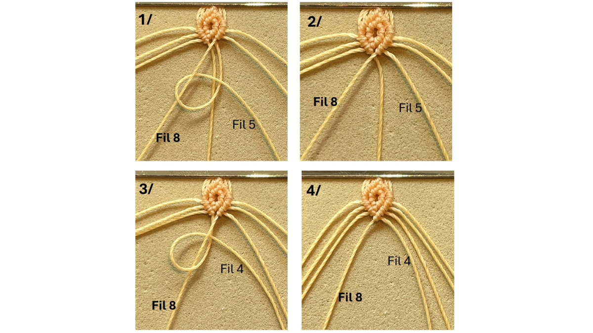 Micro-macramé bracelet with charms : Step 11 Micro-macramé bracelet with charms : Step 11