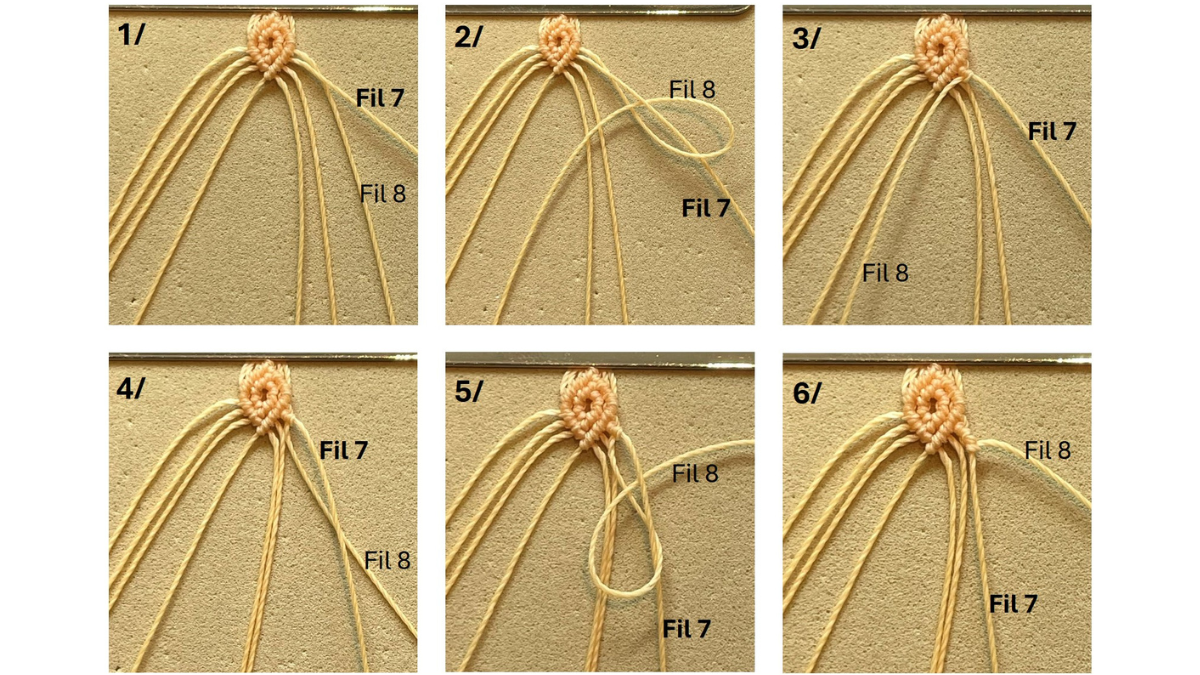 Micro-macramé bracelet with charms : Step 12 Micro-macramé bracelet with charms : Step 12