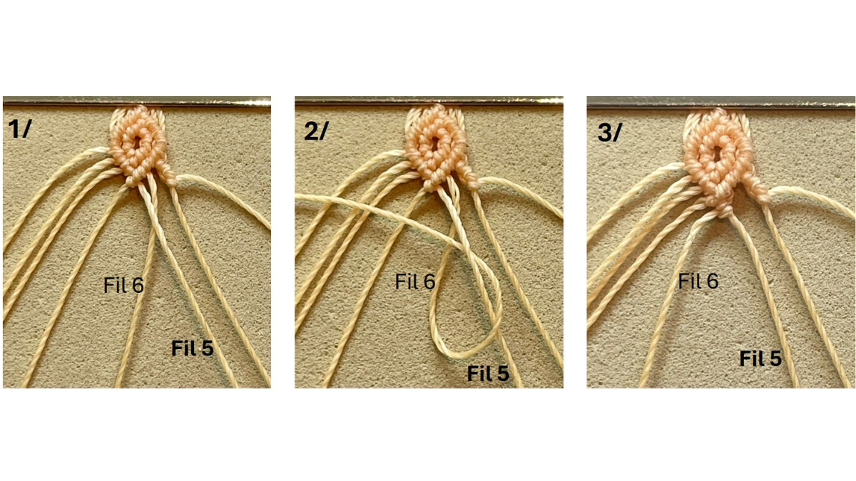 Micro-macramé bracelet with charms : Step 13 Micro-macramé bracelet with charms : Step 13