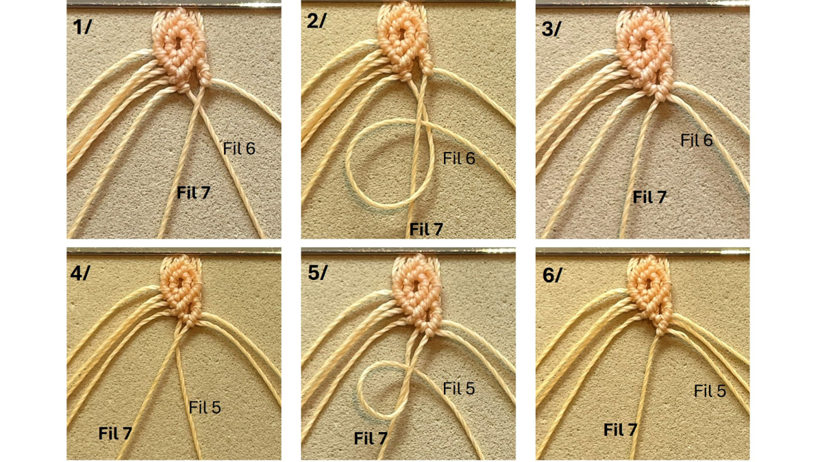 Micro-macramé bracelet with charms : Step 14 Micro-macramé bracelet with charms : Step 14
