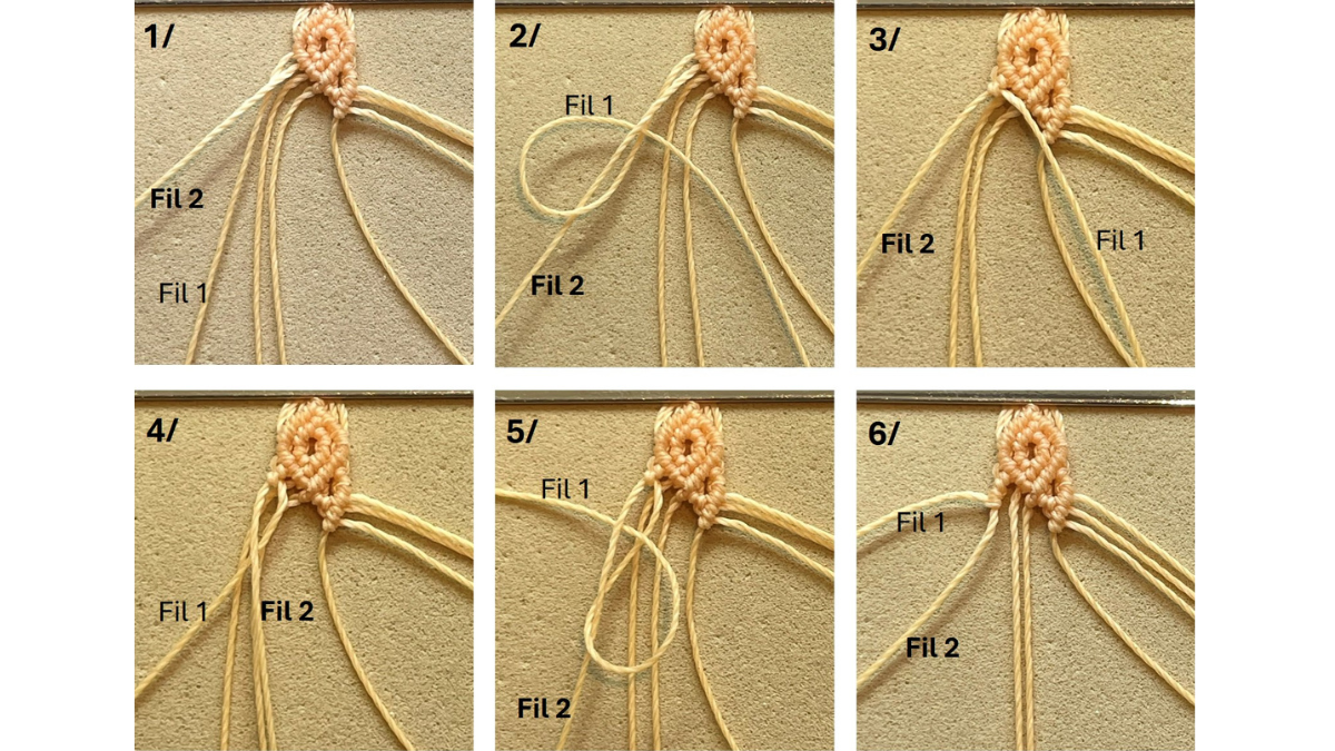 Micro-macramé bracelet with charms : Step 15 Micro-macramé bracelet with charms : Step 15