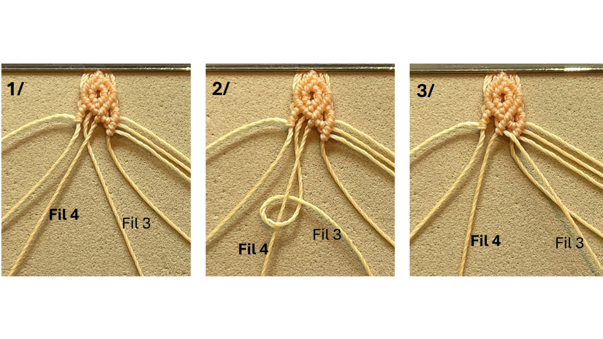 Micro-macramé bracelet with charms : Step 16 Micro-macramé bracelet with charms : Step 16