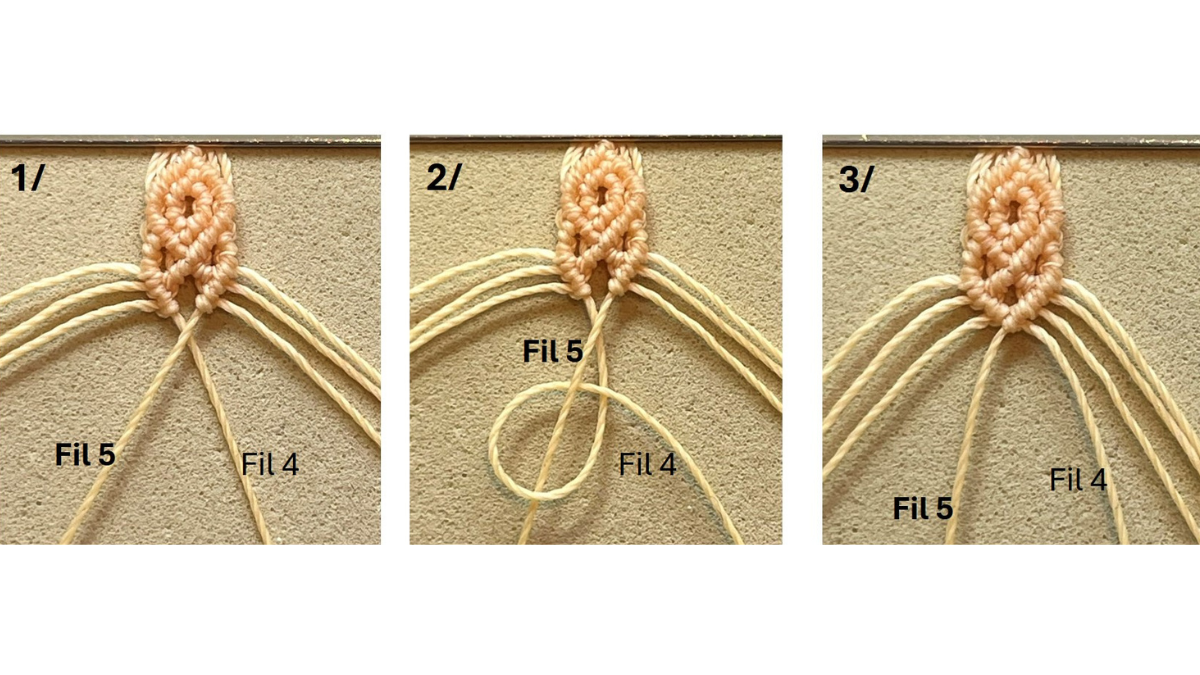 Micro-macramé bracelet with charms : Step 18 Micro-macramé bracelet with charms : Step 18
