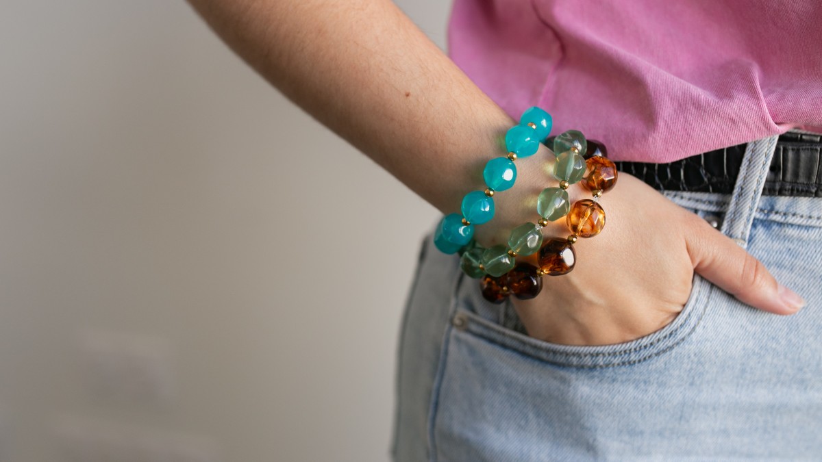 Schema  Resin Round Bead Bracelets