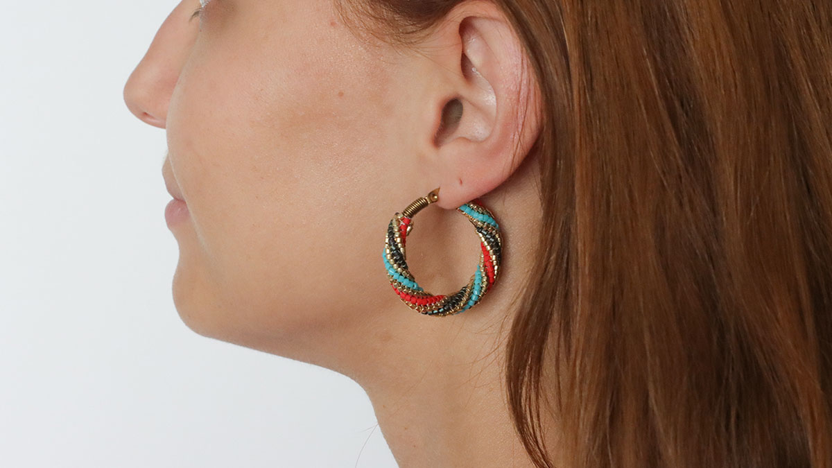 Herringbone Twist Hoop Earrings Made with Miyuki Delica 11/0 Beads Herringbone Twist Hoop Earrings Made with Miyuki Delica 11/0 Beads