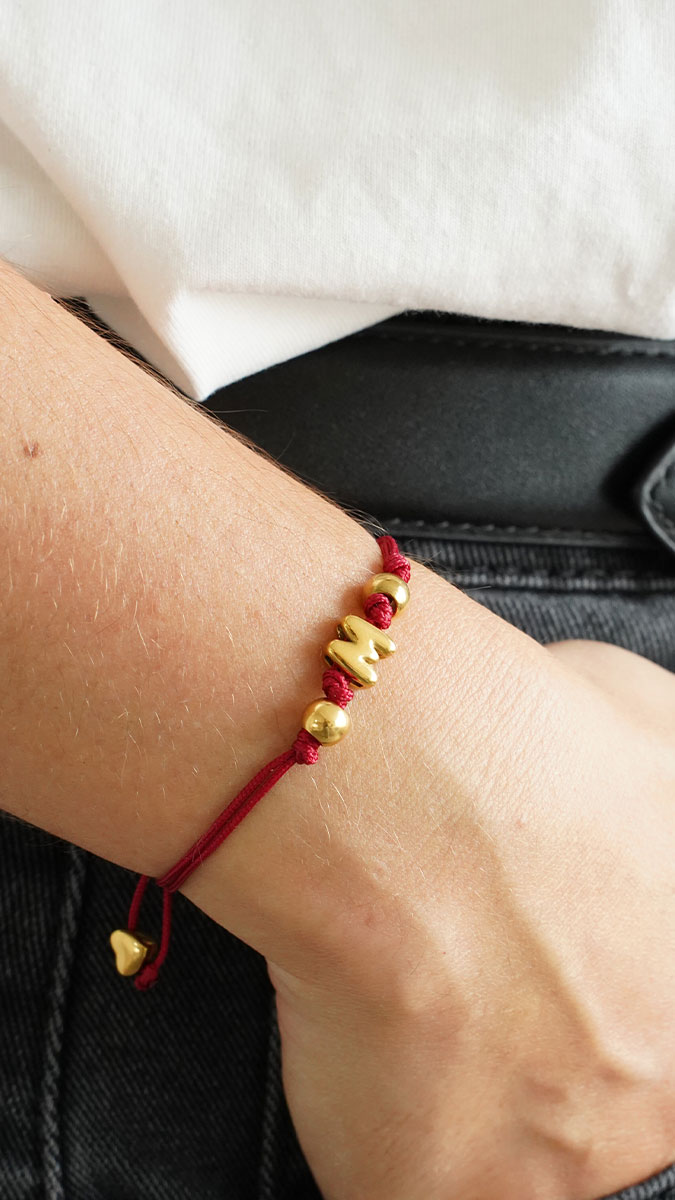 Schema Cord bracelet with stainless steel letter Schema Cord bracelet with stainless steel letter